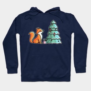 Cute Fox And Christmas Tree Hoodie